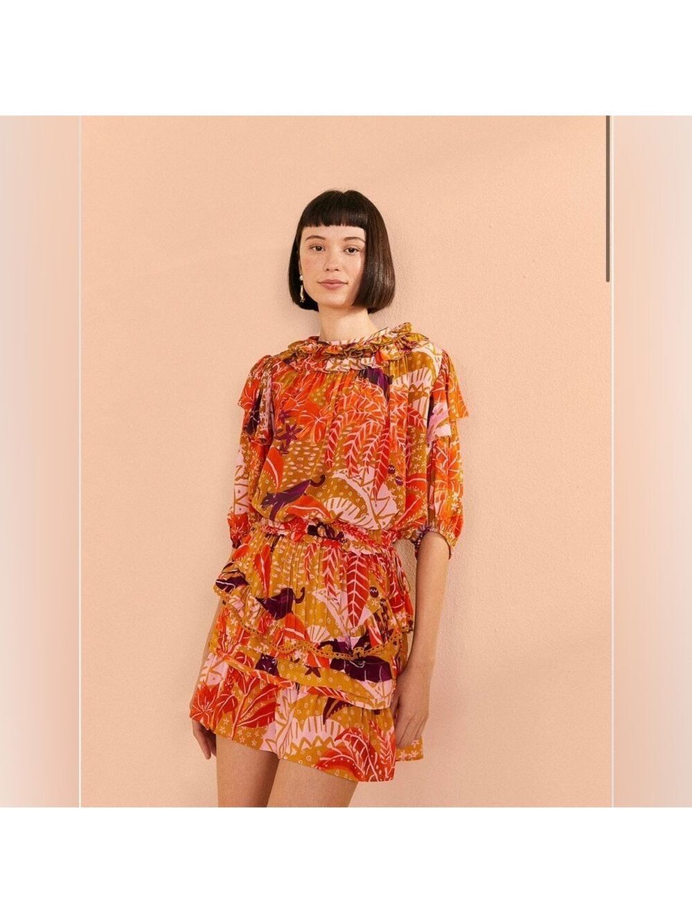 FARM Rio Beige Jungle Panther Mini Skirt